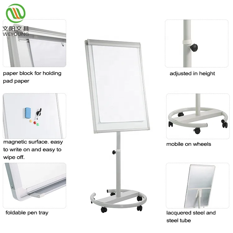 Art Drawing Board Adjustable Height Standard Flip Chart Magnetic White Board