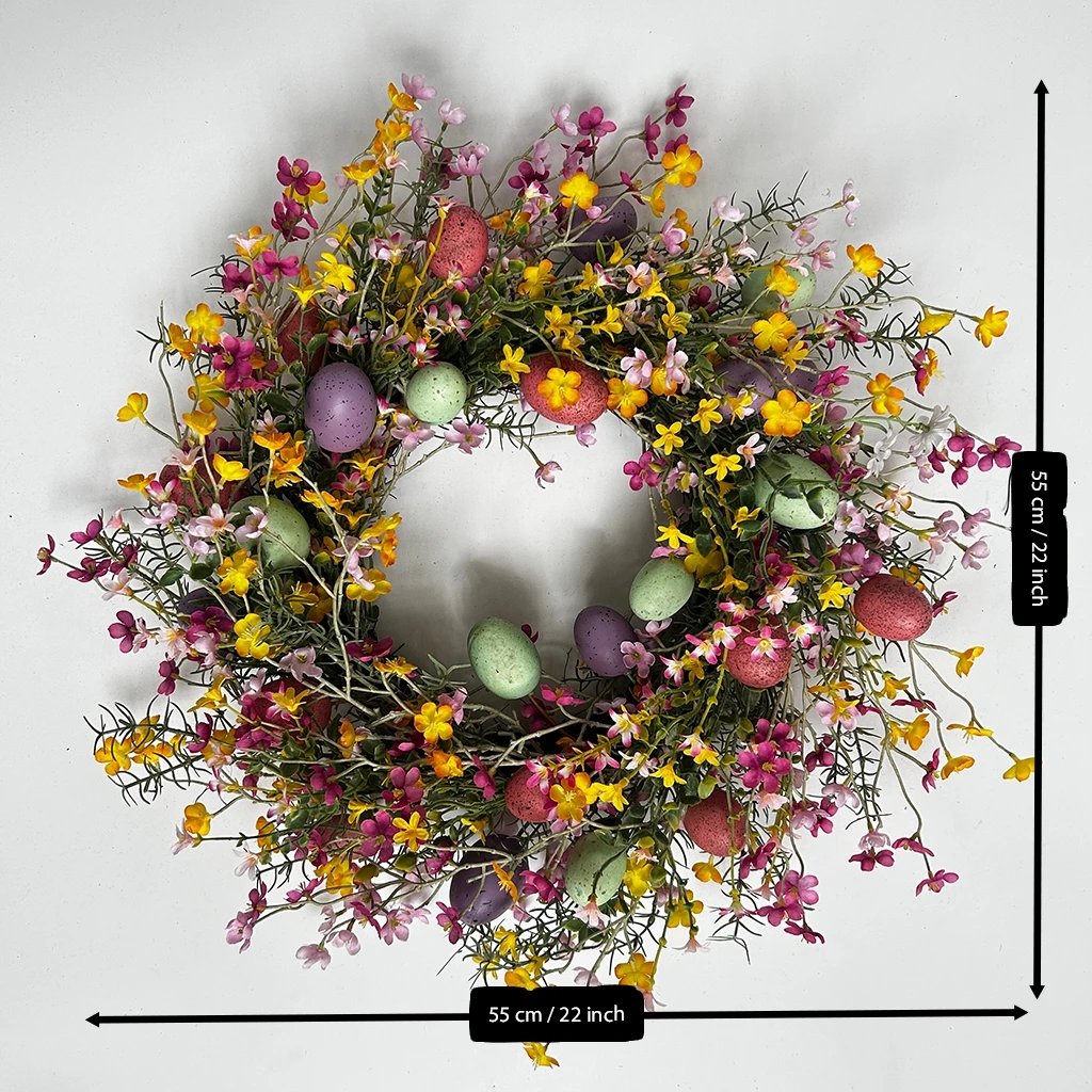 Artificial Egg Wreath Front Door Easter Door Wreath Spring Wreath with Pastel Eggs Mixed Twigs for Easter Decorations