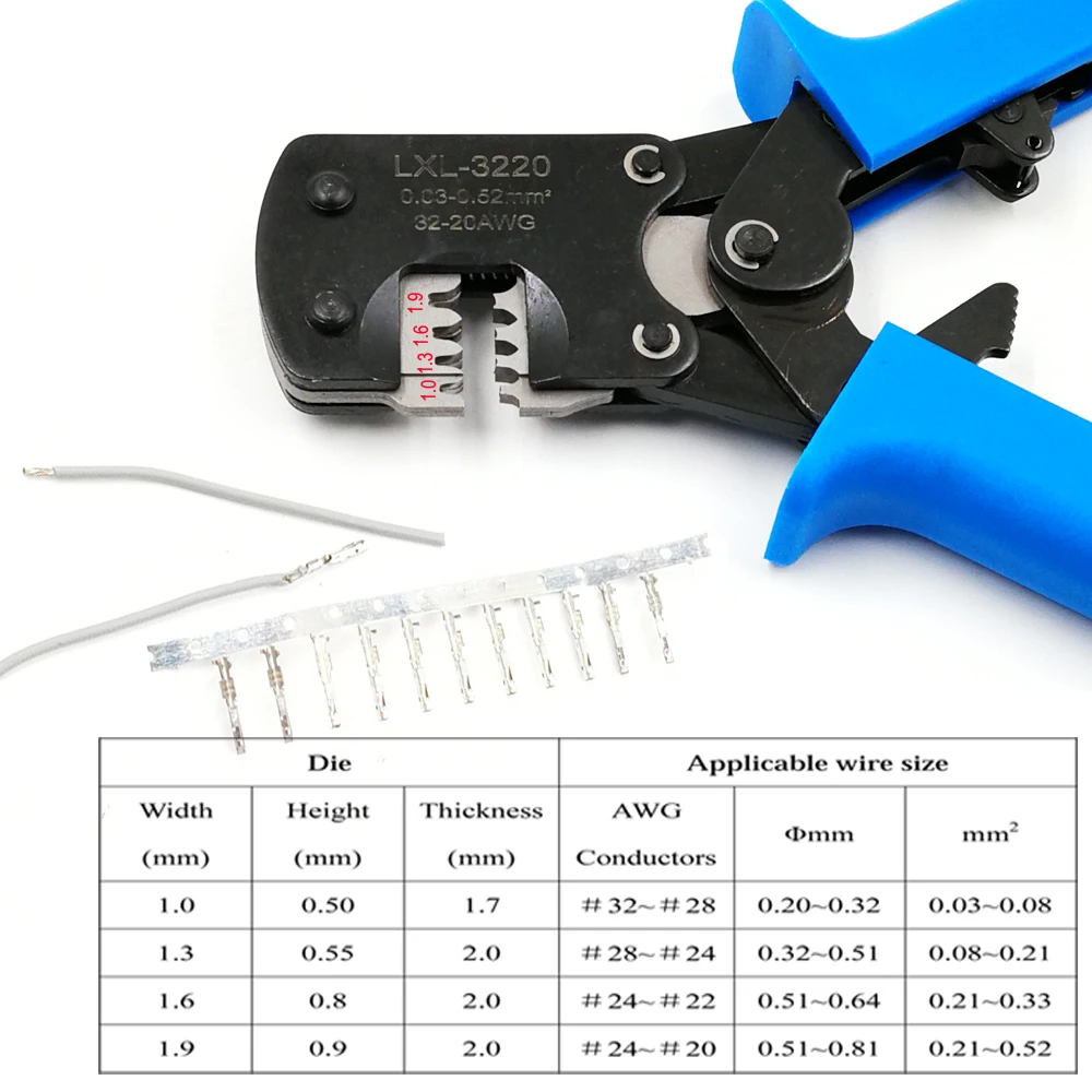 0.03-0.52 mm2 Wire Crimp Tool LXL-3220M Micro Connector Pin Crimping Tool