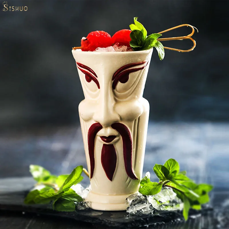 Дешевые старинные барные принадлежности ручной работы гавайский дизайн Tiki керамическая кружка на заказ