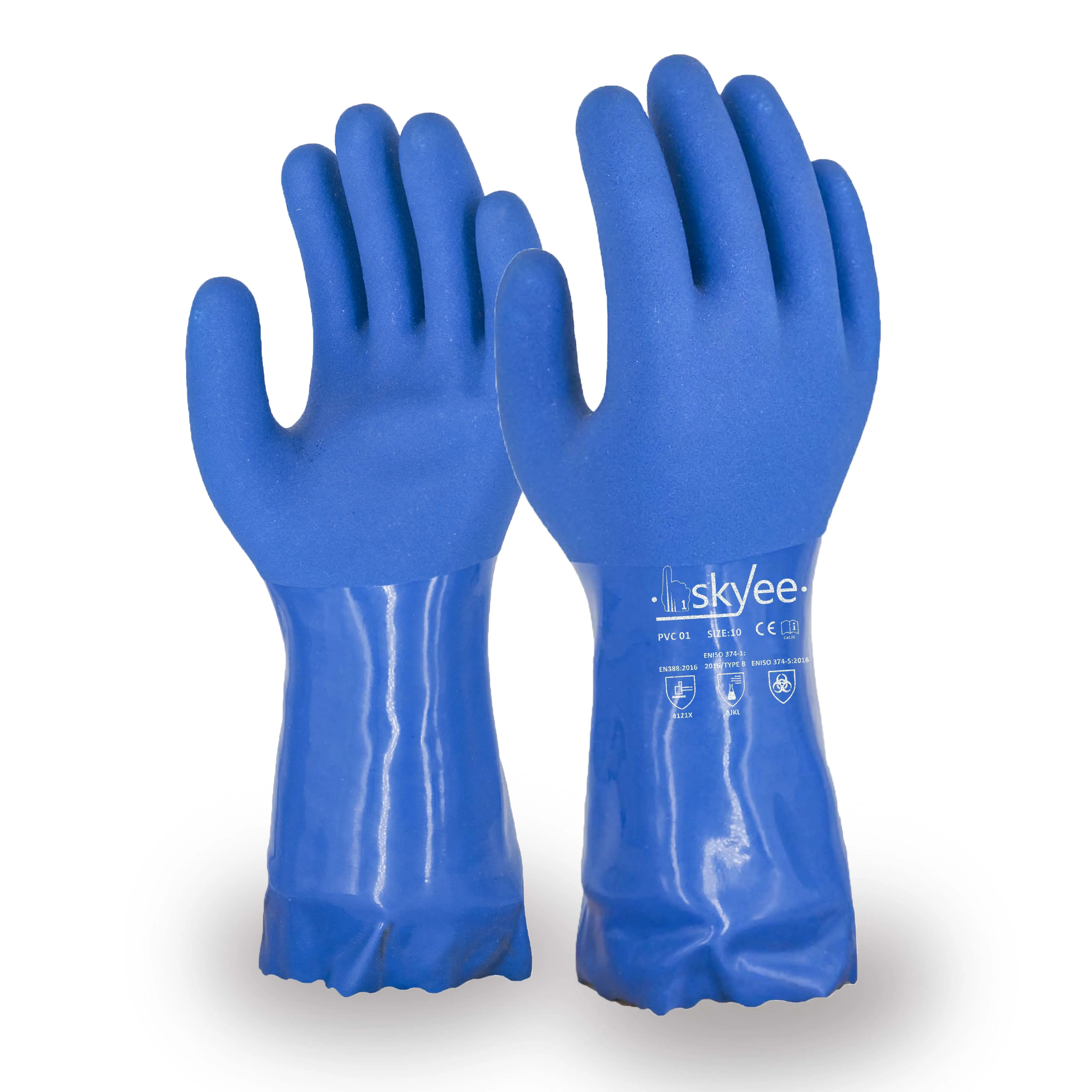 SKYEE wholesale pvc dotted cotton chemical resistant anti cut hand work safety construction gloves for industrial