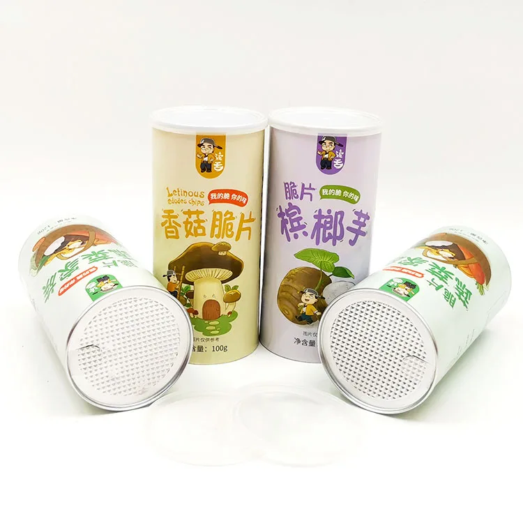 Biogradeable Dry pork floss cardboard Cylinder Canister Custom Print Kraft Paper Tube Packaging Cans For Potato Chip