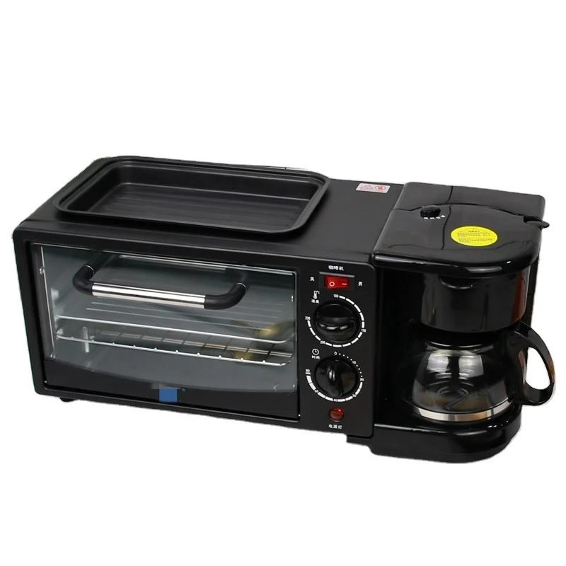 Multi-functional home kitchen 3-in-1 breakfast maker Coffee maker Bread maker timed baking electric oven