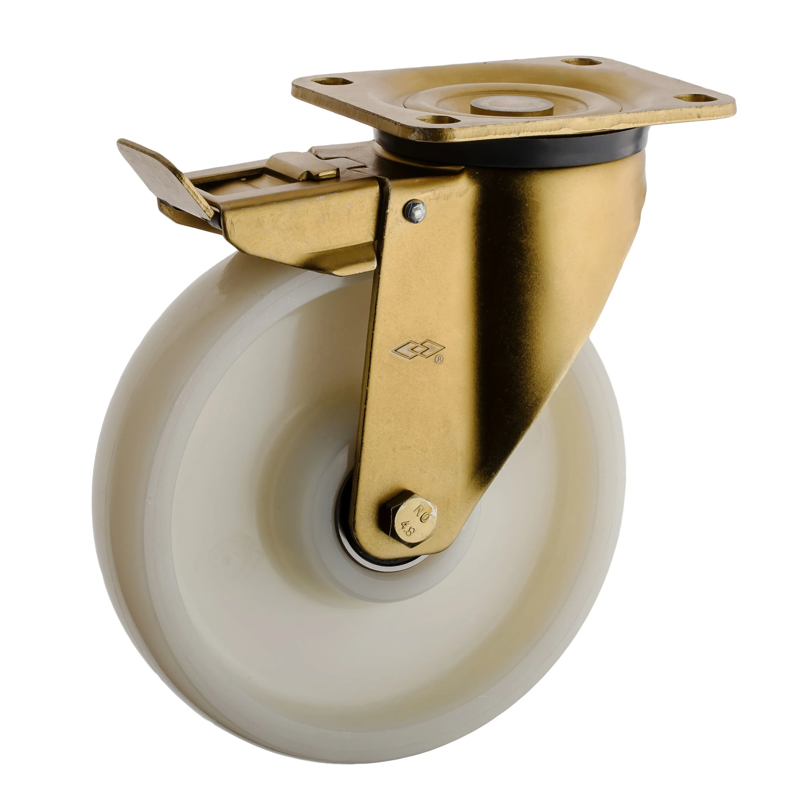 Nylon wheel with bearing 5inch  swivel top plate locking total brake industrial  castors  PA caster locking caster wheel