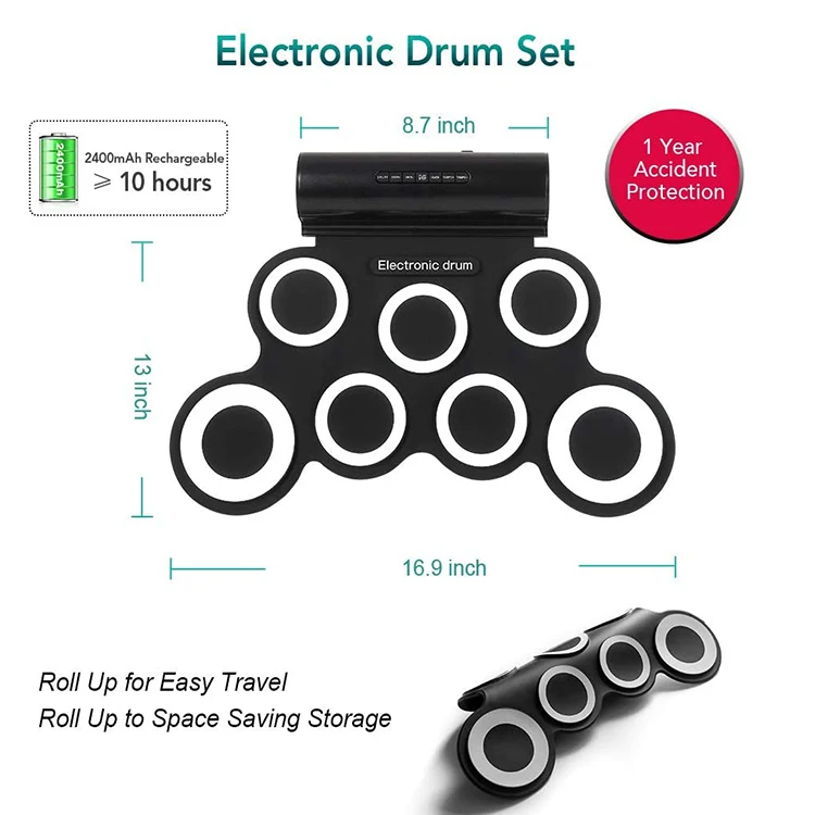 Набор музыкальных инструментов, ударные Usb Midi, электронные прокладки для качения, профессиональная индивидуальная басовая палка, барабан