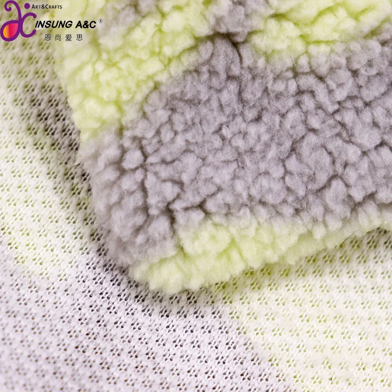 High Quality Rabbit Fur Printing Fabric Rainbow Striped Plush Fabric Lamb Velvet Fabric