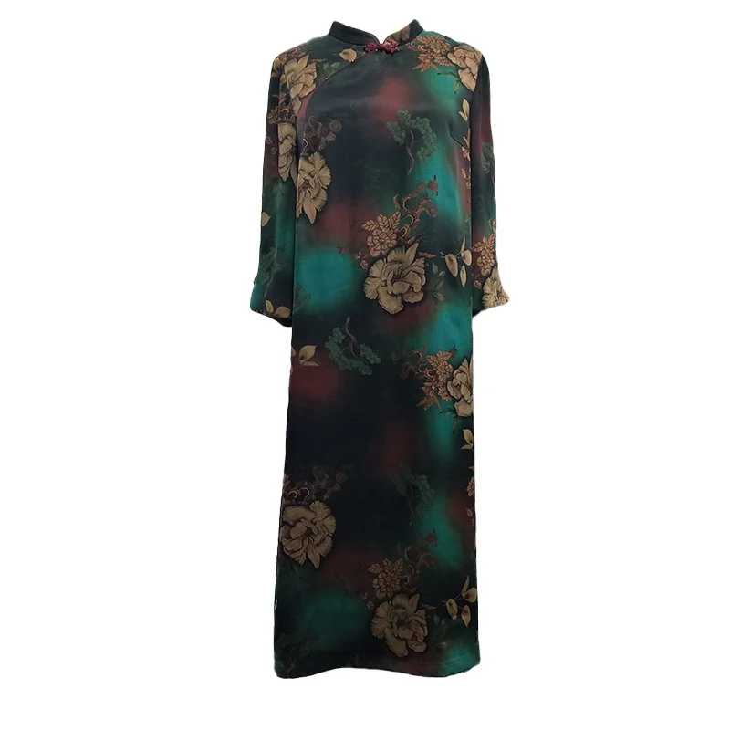 
Traditional Cheongsam Modern Long Sleeves Sexy Women Maxi Dress 