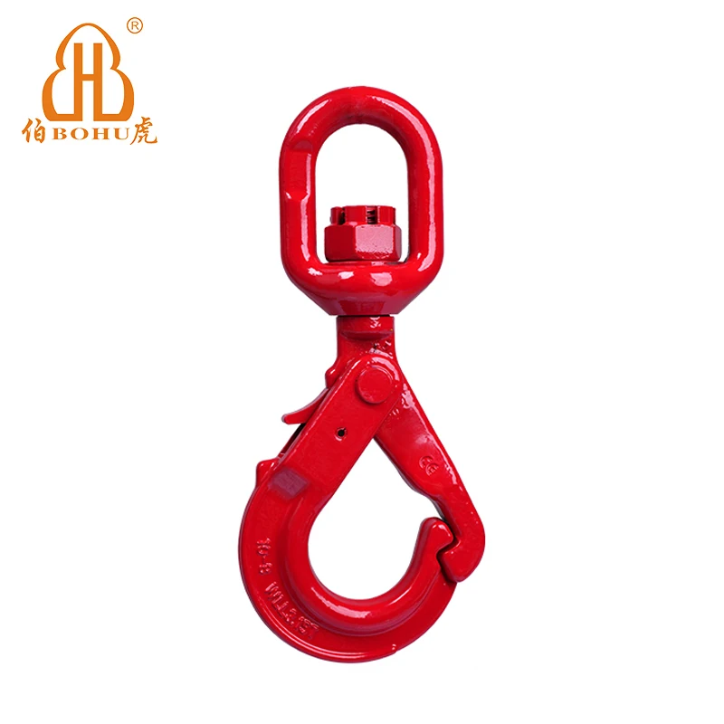 BOHU Manufacturer Sling G80 Safety Self-locking Hook Alloy Steel Eye Type Lifting Cargo Hook Rigging