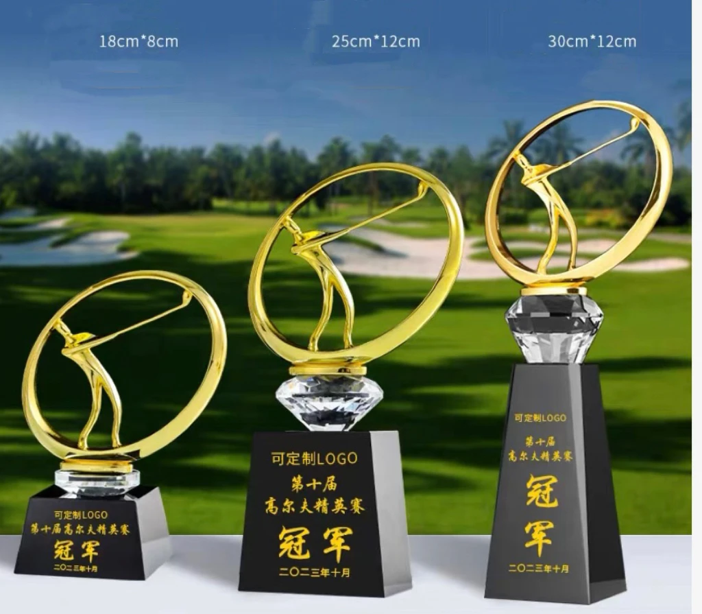 MH-NJ064 Trophies Manufacturer Customized Trophy Sports Golf Awards Blank Plaque Glass Trophy Cup Crystal golf awards