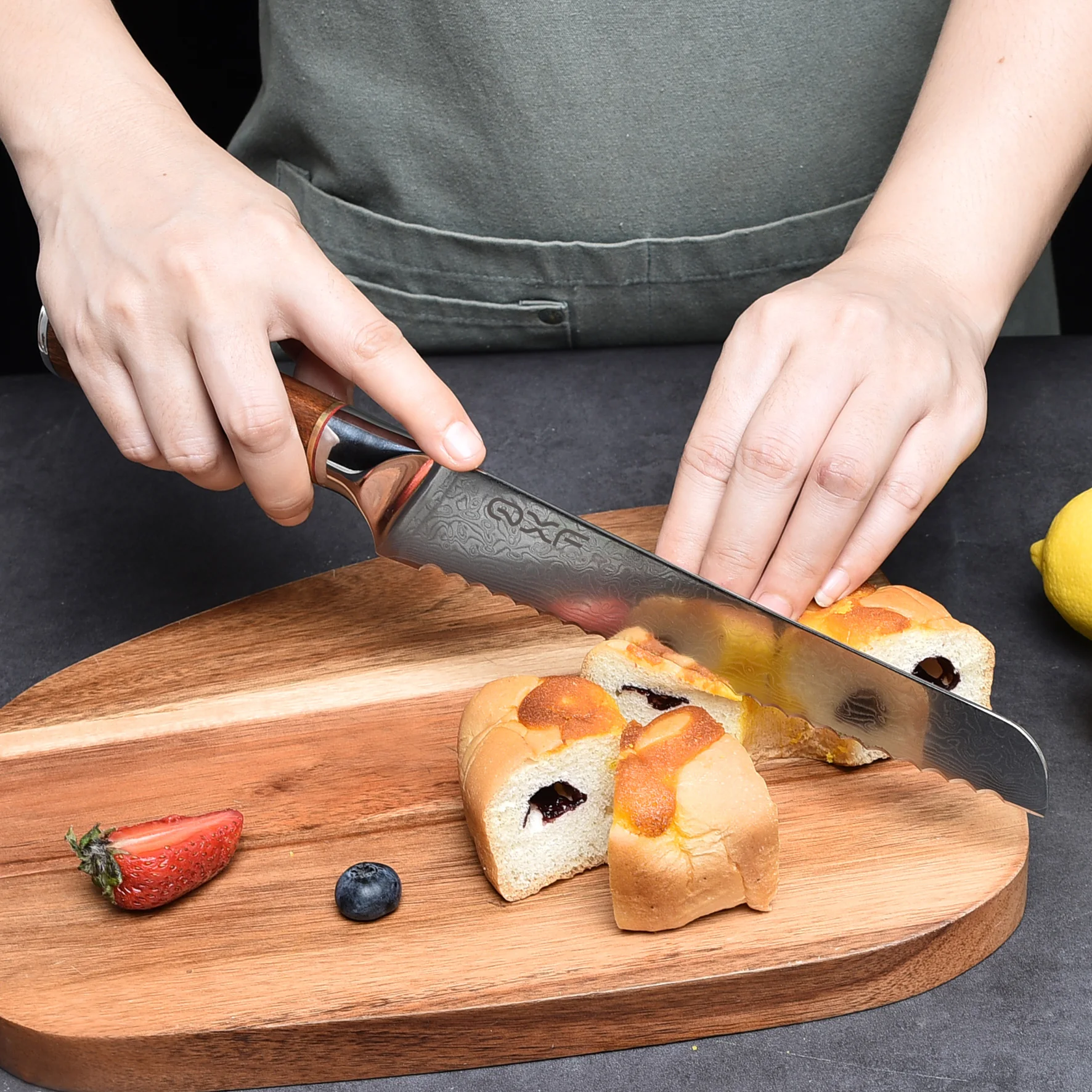 High End 7 PCS 67 Layer Damascus Steel Kitchen Knife Set Rosewood Handle Chef Inner Sharpener With Wooden Stand
