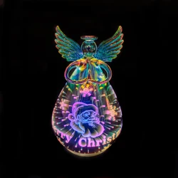 Wholesale battery powered led light Christmas glass angel decorations for home
