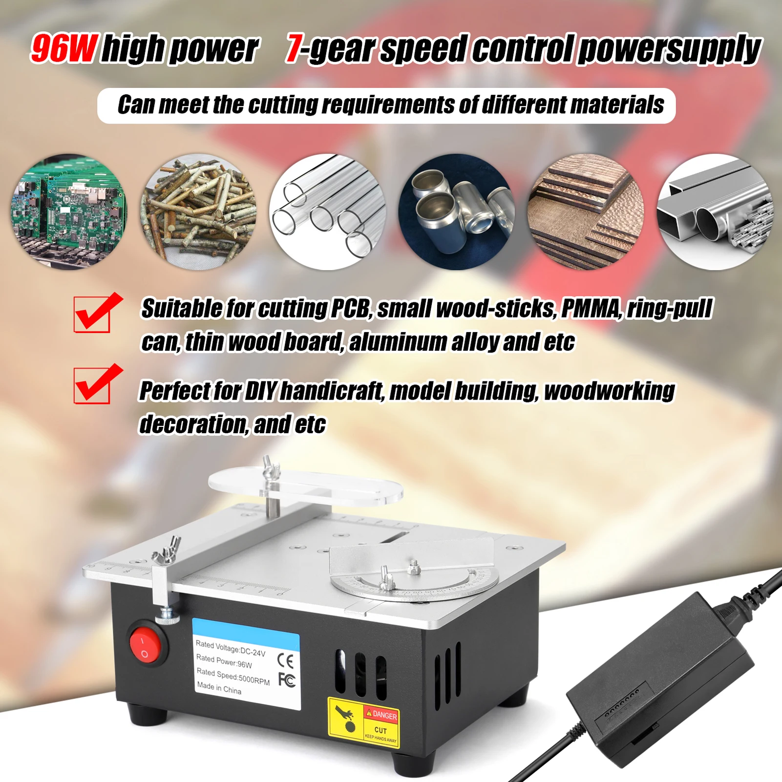 96W Mini Multifunctional Table Saw Electric Desktop Saws Small Household DIY Cutting Tool Woodworking Bench Lathe Machine