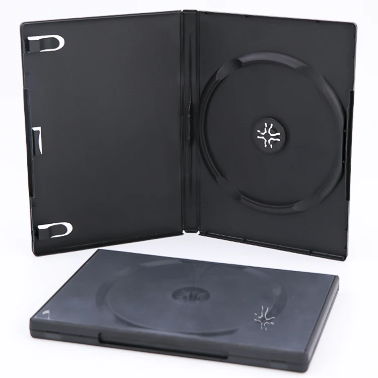 Wholesale Standard 14mm Black Single DiscCD Case with Outer Clear Film DVD Cover Case 14mm 12 Disc CD DVD Case
