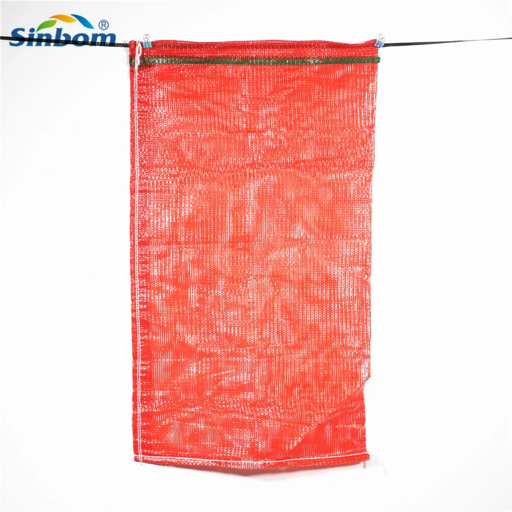 Branded Pp Tubular Leno Elastic Red Onion Sack Mesh Net Bag with Drawstring