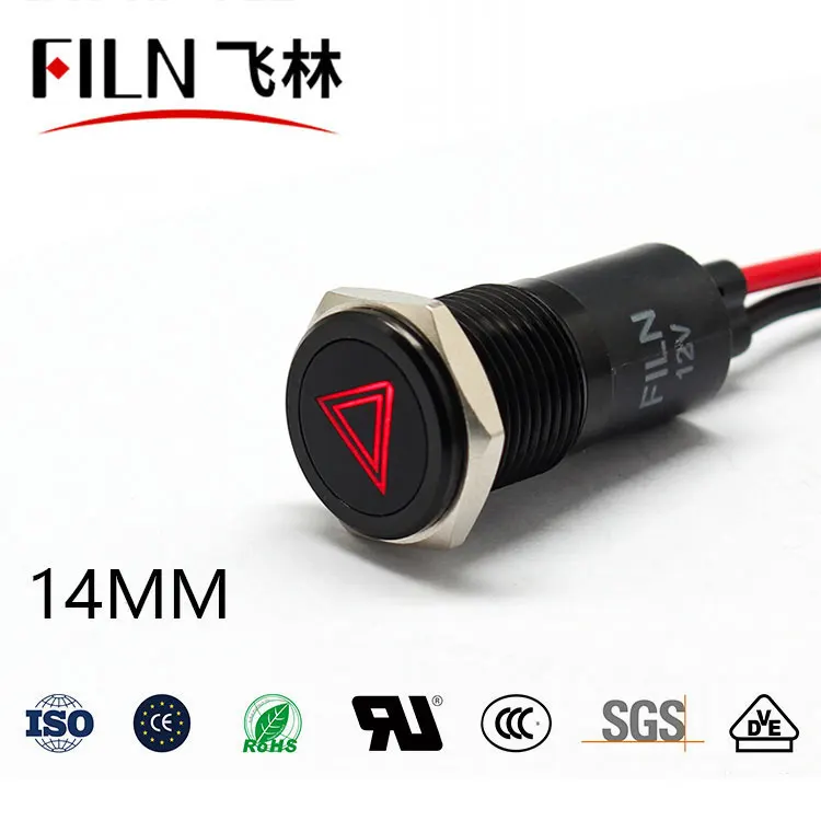 14mm Waterproof Lamp FILN 12V LED Car Boat LED Warning Dashboard Signal Lights Instrument Pilot light 220V