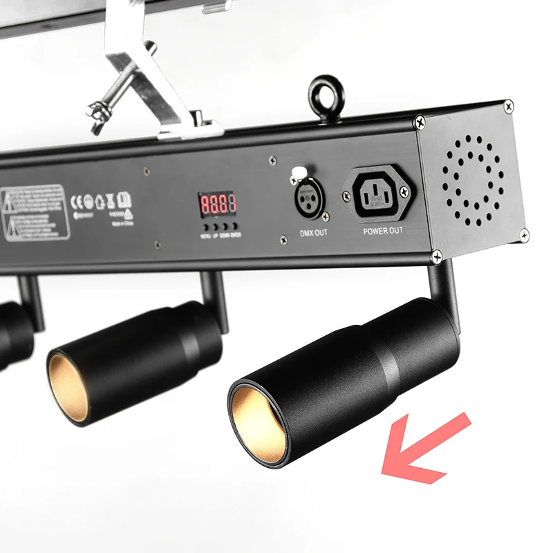 6 heads Led Pinspot Light Bar Warm white 6*10w manual Zoom DMX512 Wedding Restaurant Spotlights Bar Table Buffet 3000K Studio TV