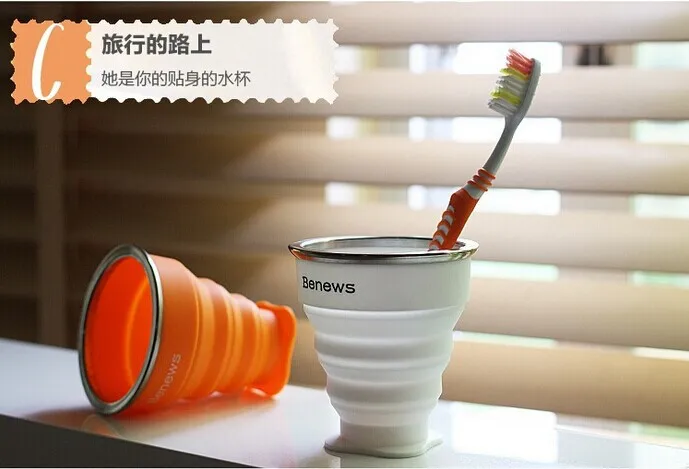 Silicone Collapsible Foldable Cup Custom Logo Portable Travel Coffee Mug Cup Travel mouthwash cup