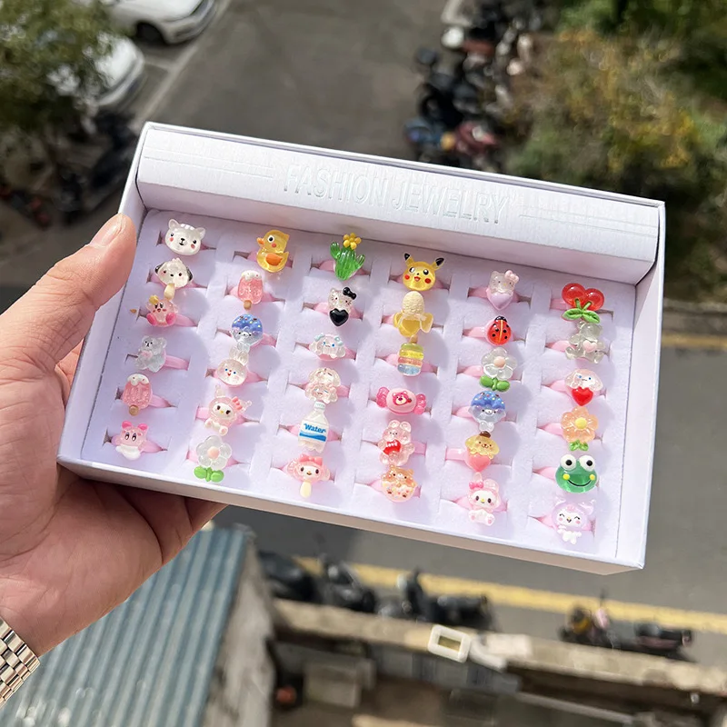 Cartoon cat flower frog rings cute rings for children and girls