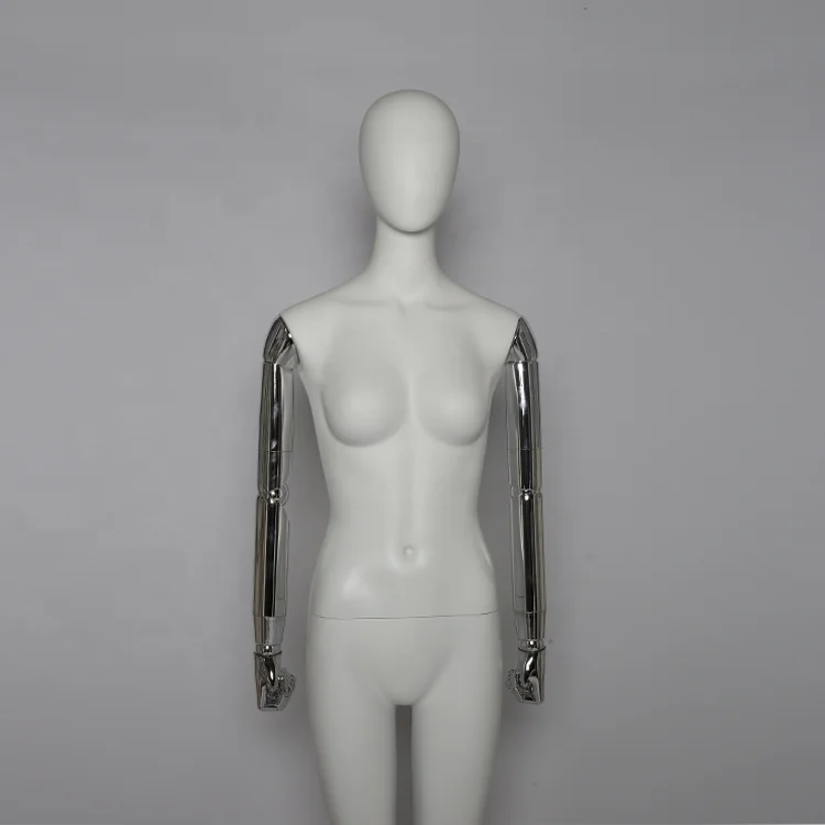 high quality female fiberglass mannequins standing women manequim full body matte white female maniquies with chromed arms