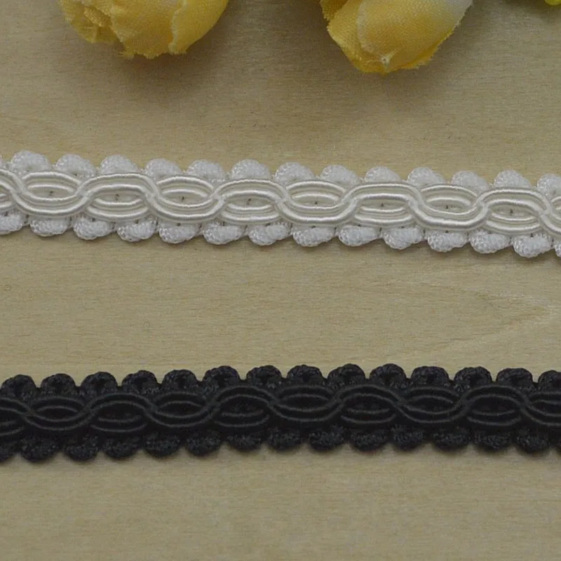 DIY Knitted Braid White Black Lace Ribbon Crocheted Sewing Decoration Double 8-type 1cm Wide Braided Polyester Lace Trim Gold