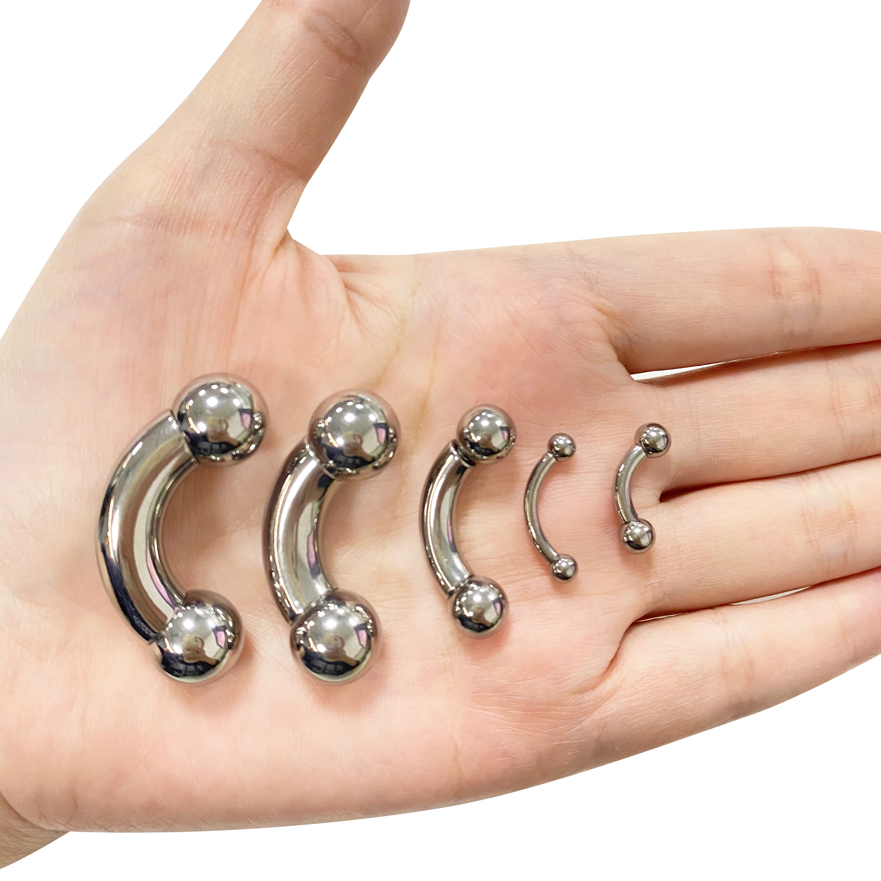 Simple G23 Titanium High Polished Internal Thread Curved Barbell Horseshoe With Balls Hinged Segment Hoop Rings CBR Jewelry