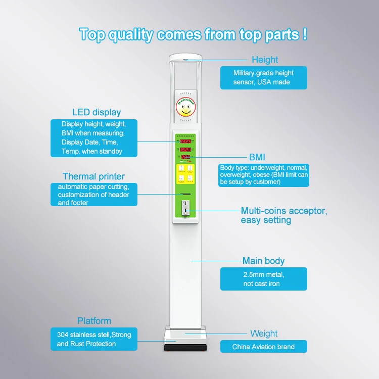Supermarket, gym, hospital physical examination special  height and weight measuring instrument/digital height measuring machine