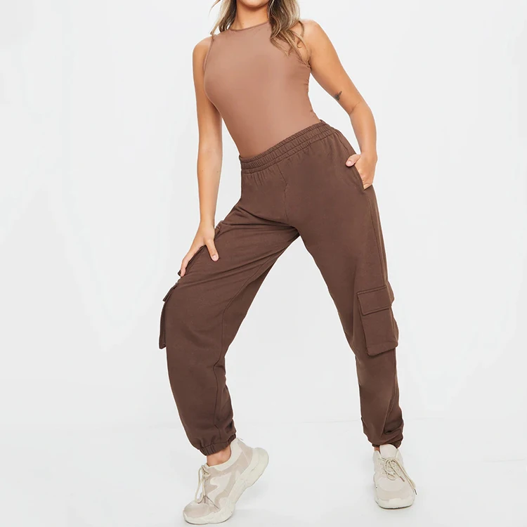 Женские спортивные брюки-карго из 100% хлопка с карманами