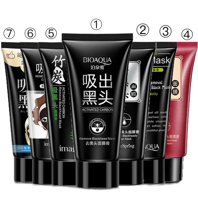 BIOAQUA Bamboo Charcoal Pore Vacuum Blackhead Remove Cream Black Face Mask Peel Off Mask Facial Cleanser