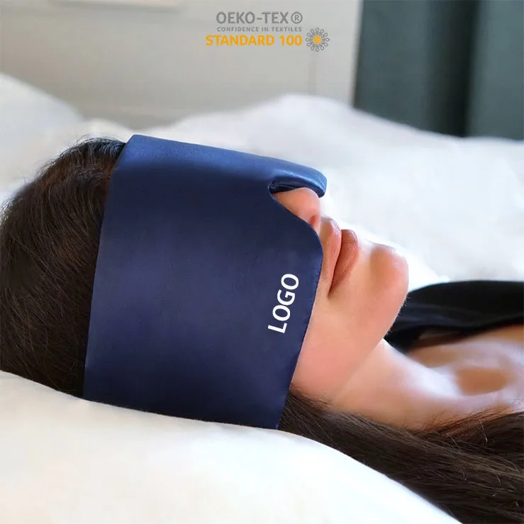 100% Pure Silk Blackout Blindfold Soft Breathable Over Sized Thick Padding Wide band Silk Eye Mask for sleeping