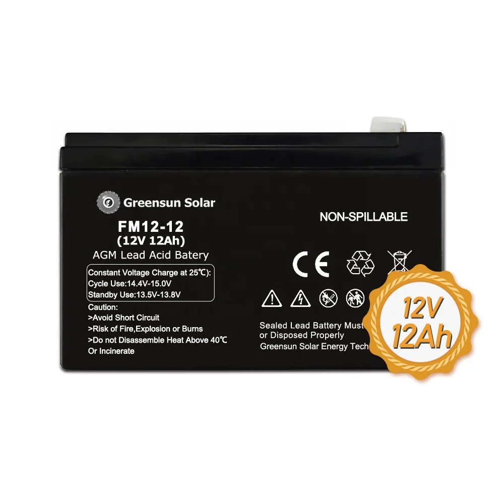 Greensun Solar 12v 12ah 17ah Sealed Acid Battery 24ah 33ah 38ah Lead Acid Batteries for Electric Bikes