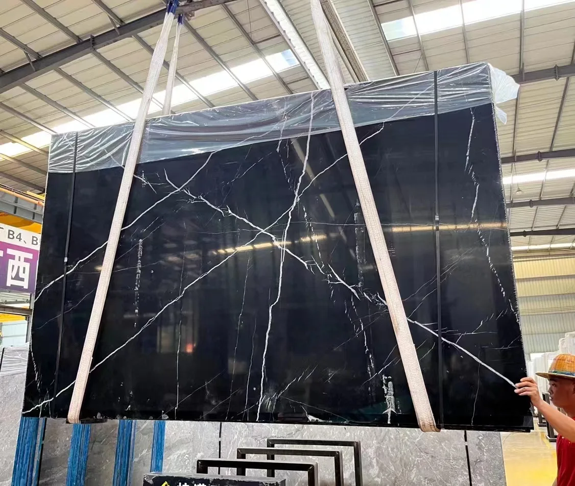 High Quality China Black Nero Marquina Marble With White Veins the most cheapest black marble  floor tile cladding tile stair