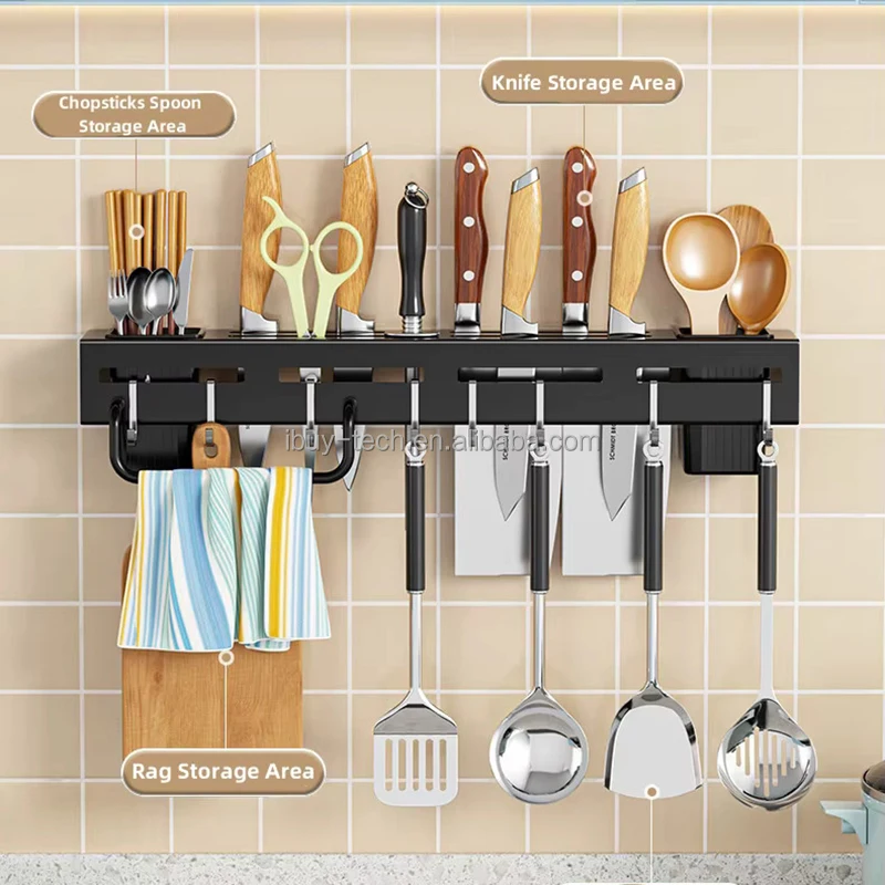 Punch-free knife multifunctional rack wall-mounted kitchen thickened knife kitchenware storage rack