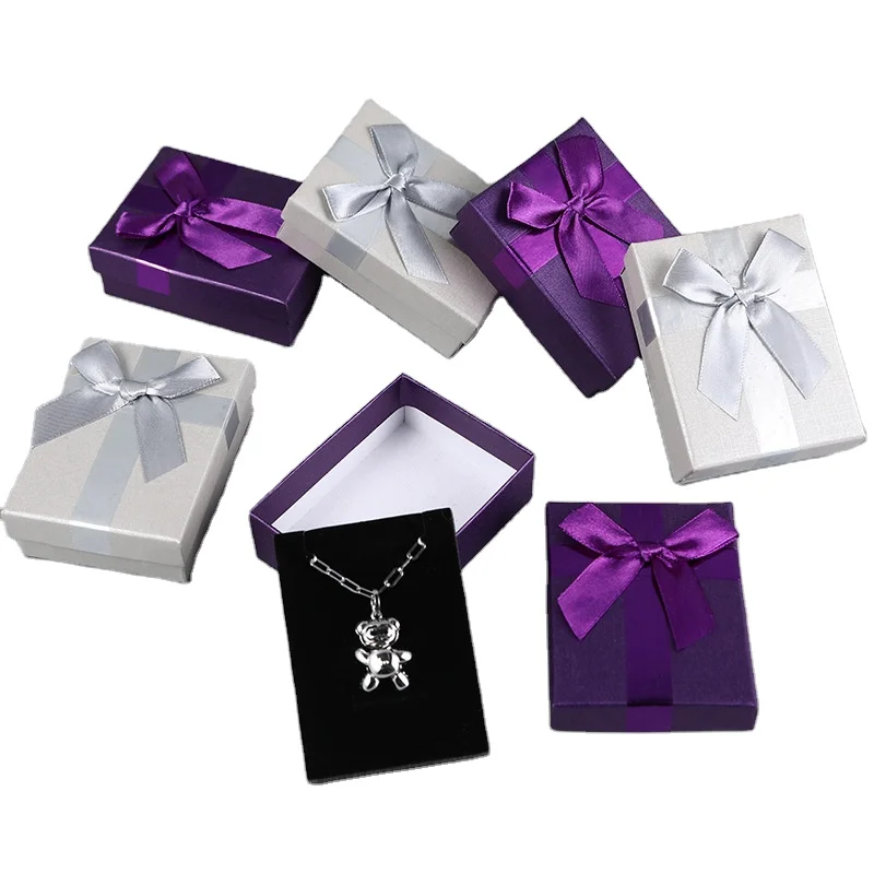 custom logo square 9*7*3cm high quality portable paper jewelry box