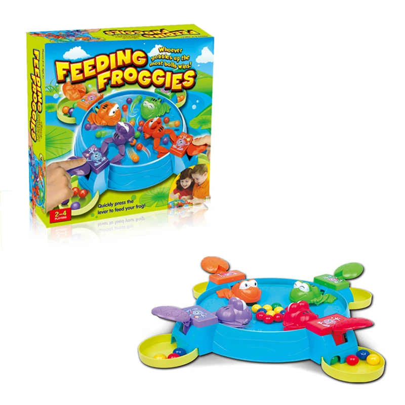 High quality plastic 2-4 player interaction toys feeding frog swallow beads table game