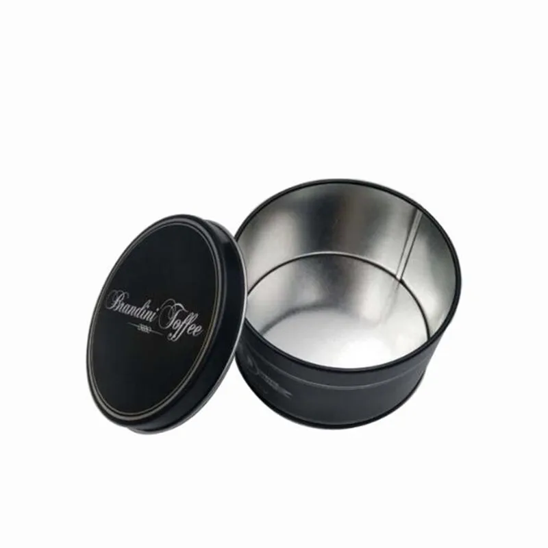 
Food Grade Round Empty Matt Black Metal Tea Can/Coffee Tin Box/Tin Container Box Metal 