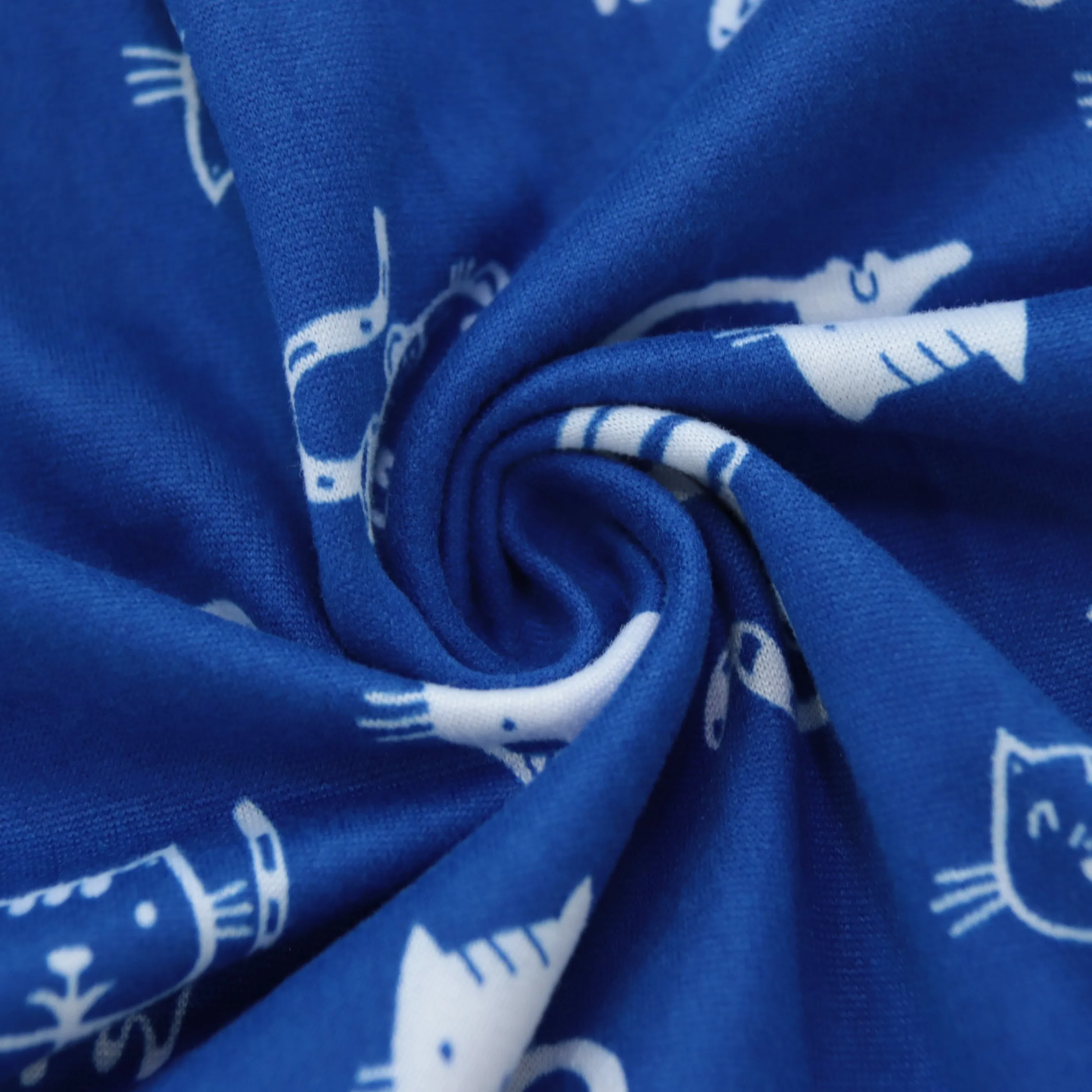 
Customized polyester spandex 150gsm DTY 2 side jersey Brush Pigment print dye cat cartoons pattern stretch fabric for clothing 