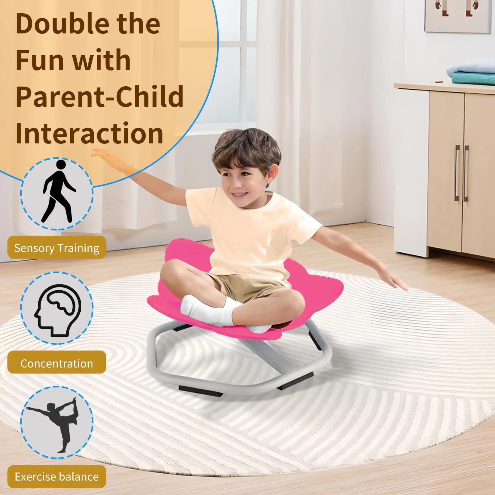 Kids Active Chair for Autism,Kids Swivel Chair,Wobble Balance Toy Physical Therapy Equipment,Toddler Sit and Spin Sensory Toys