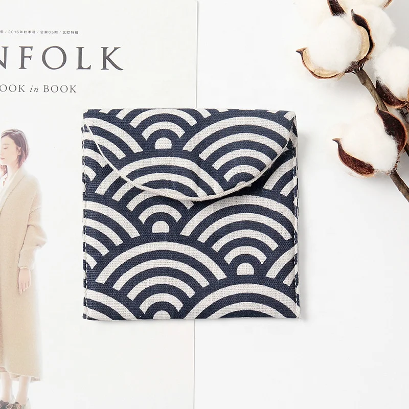 
Hot sale cotton outdoor convenient cute washable canvas sanitary pads napkin package storage bag 