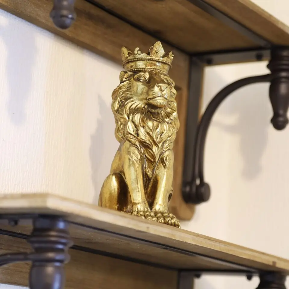 Factory customization Resin Animal Statue Candlestick Holder Realistic Gold Lion Decor Ornament Candle Holder