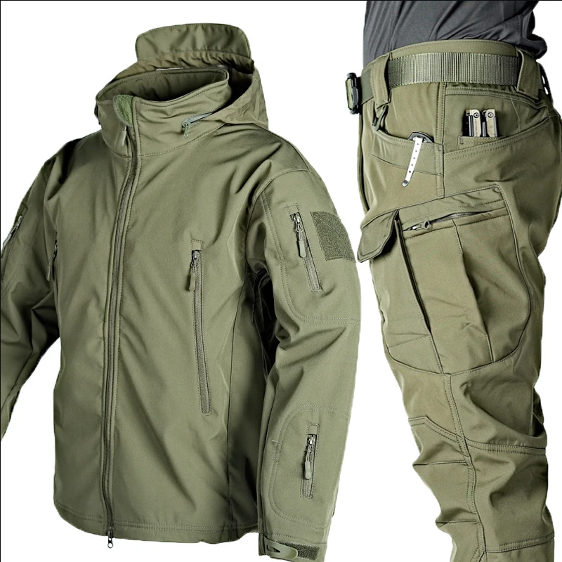 Winter Shark Softshell Suit For Men Waterproof And Windproof Jacket Suit Warmth Windbreaker Tactical Jacket Uniform