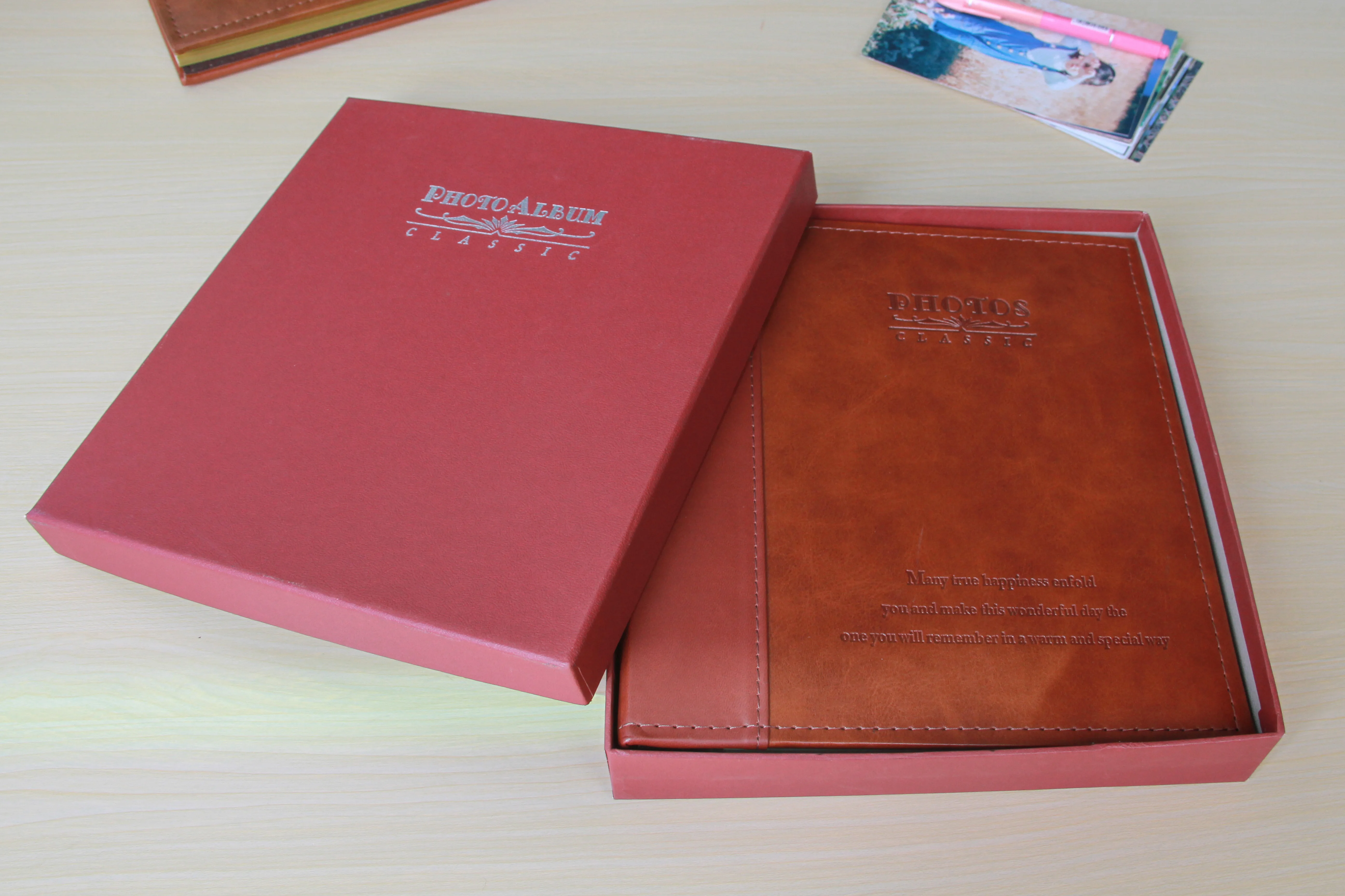 Self adhesive sheet 4x6 photo album 220*240mm dry mount stick 6x8 album leather cover 40 pages photo book albums