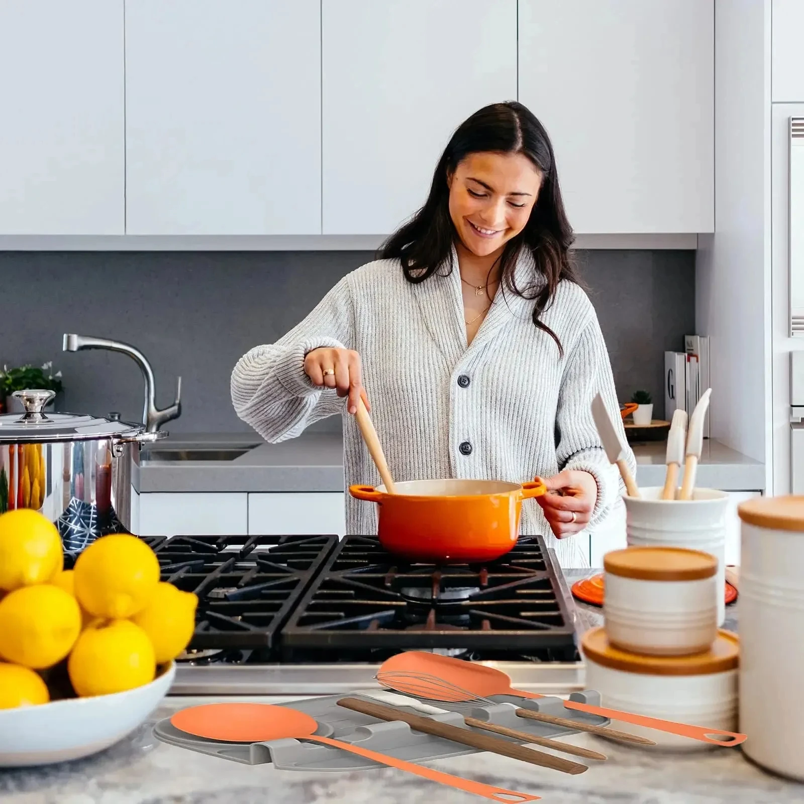 High quality cooking pot holder spoon holder silicone tableware rest tool silicone tableware rest with drip pad