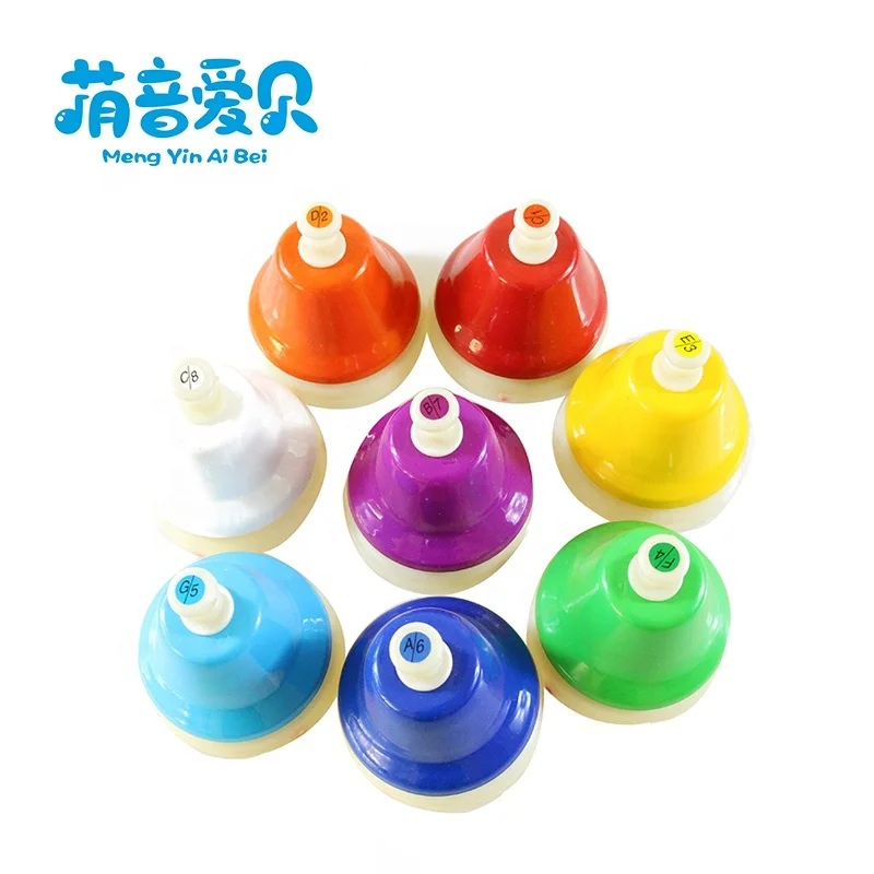 Wholesale musical instrument percussion plastic desk bell set rainbow music bells