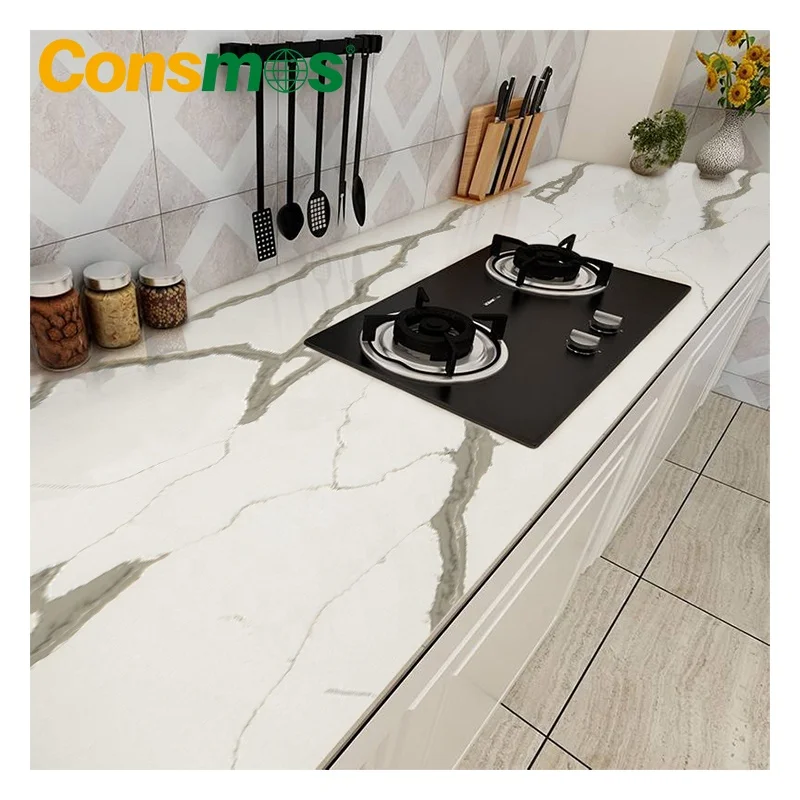 High Quality Calacatta White Quartz Stone Slab Artificial Stones for Kitchen