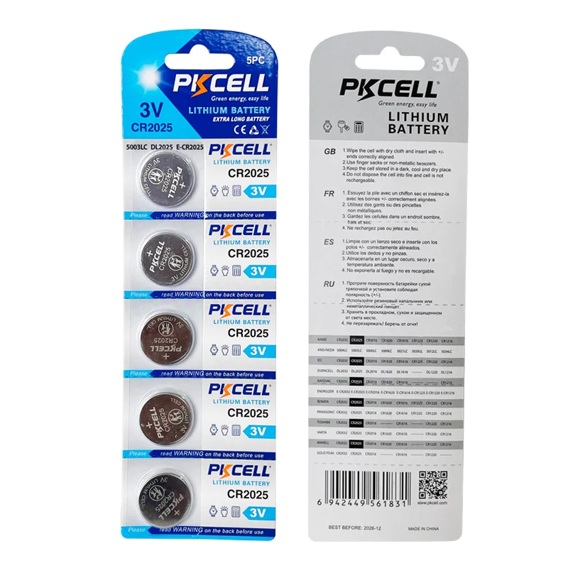 li/mno2 battery lithium button cell battery cr2025 3v 150mah for watch calculator medical equipment