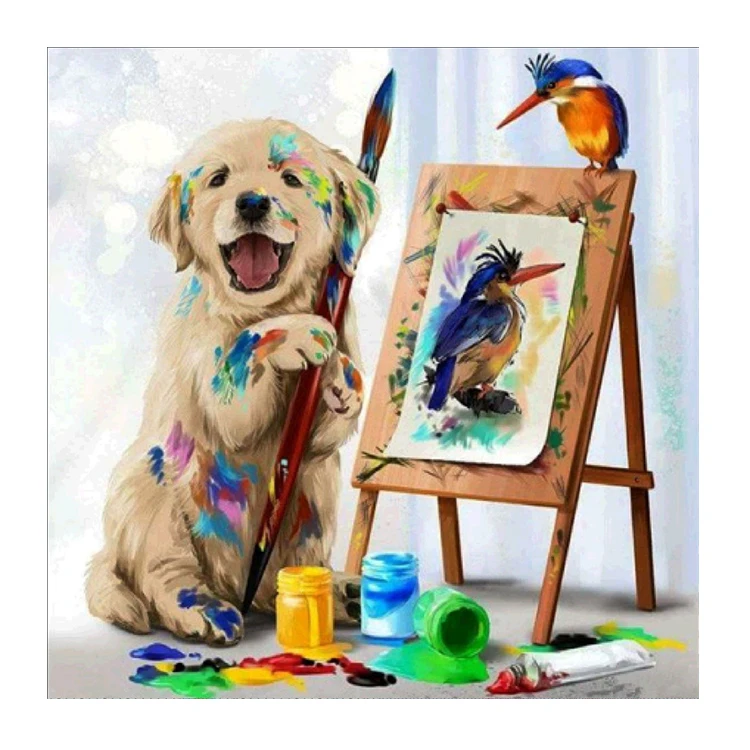 Картина с изображением милой собаки алмазная живопись декоративные материалы квадратные алмазы ab