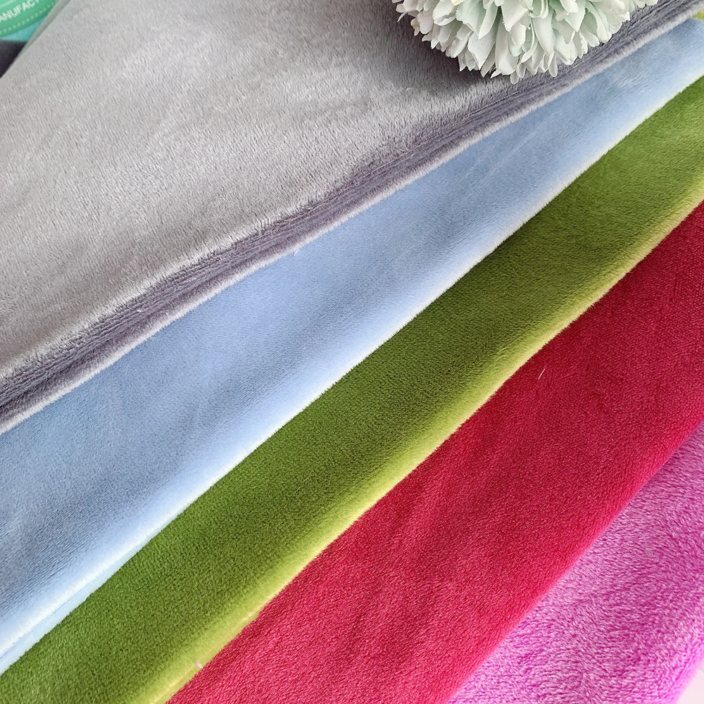 Hot selling custom 1.5mm plush clothing fabric made of 100% polyester 160g, with high color fastness and no elasticity