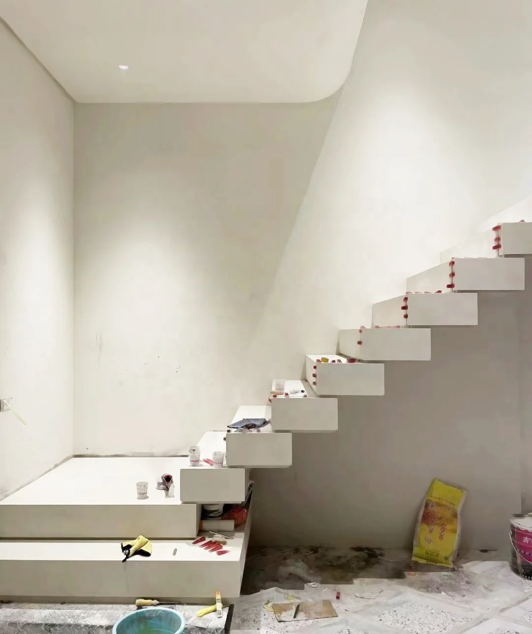 VIKO Stairs Interior Staircase Modern Design Floating Staircase Floating Straight Indoor Wooden Case Minimalist Indoor Lighting