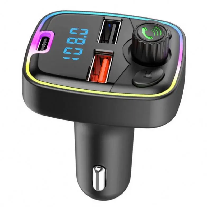 2024 Hot Car Type-c Charger Hands Free Calling Dual Usb Ports 85-108 Bt5.0 Bluetooth-mp3 Player Fm Transmitter
