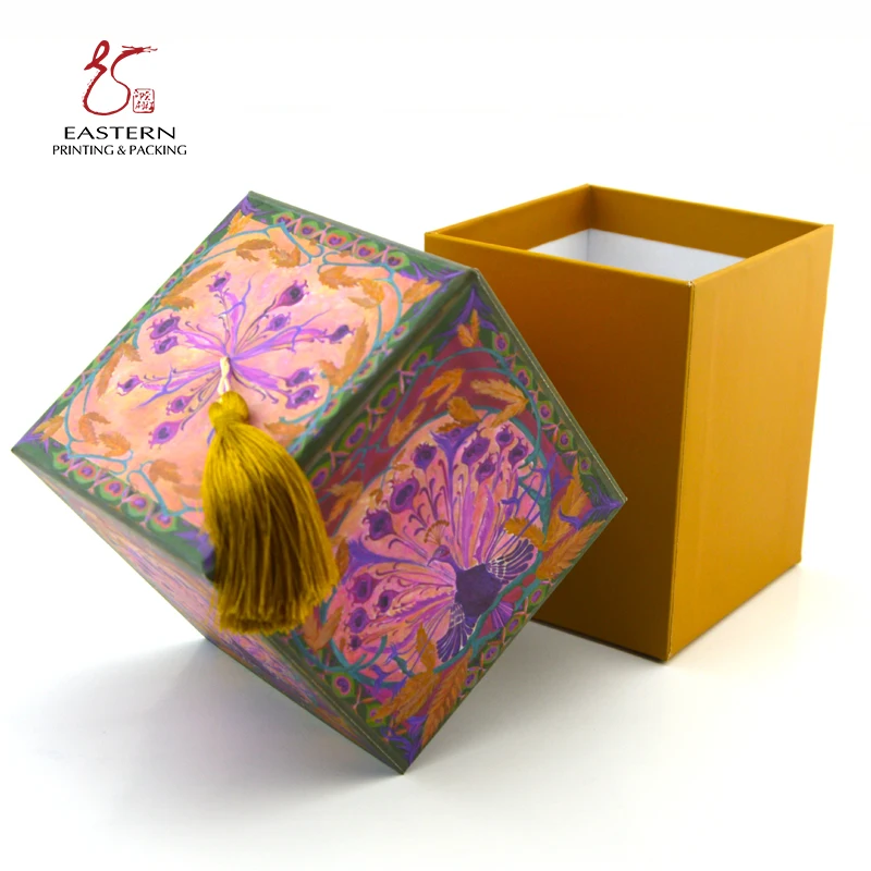 Elegant cardboard box color printing packaging candle jar lid gift packaging box with custom logo